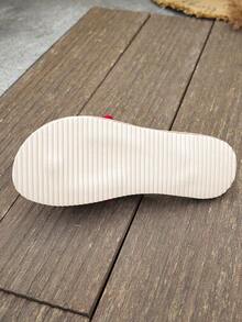 Women's Bow Decor Flat Sandals, Lightweight Summer Flip Flops, Comfortable & Fashionable Ladies Beach Shoes, Round Toe Peep Toe Strap Women Flat Sandals - Red - View 7