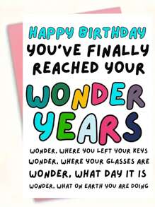 1Pc Funny Birthday Card With Red Envelope Humorous Greeting Card For 40th, 50th, 60th, 70th Birthday Celebrations Playful Design, Colorful Text, Birthday Party Suppliesschool Supplies,Back To School