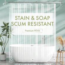 Cortina de ducha transparente de 72x72 pulgadas, forro de cortina de ducha impermeable de plástico PEVA ligero y lindo, con 3 imanes y 12 ojales de metal antioxidante para decoración de baño - transparente - Ver 2