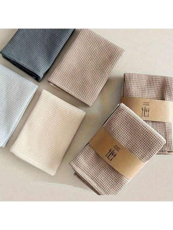 4 PC Solid Color Waffle Washer Towel, Pineapple Plaid Scouring Pad, Kitchen Cloth Wiping Cloth, Square Towel, Wiping Cloth, Hand Towel, Tea Towel, Absorbent , Breathable Kitchen Cleaning