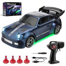 1:64 Maßstab RC Drift Auto Spielzeug mit Beleuchtung, Hochgeschwindigkeits-Funkfernsteuerungsauto, Geschenk für Freund, Weihnachten, 4WD Drift Rennwagen