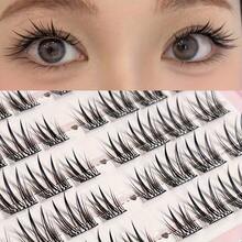 96pcs/48pcs Butterfly Orchid Self-Adhesive False Eyelashes, Single Cluster Eyelashes, Thick & Natural Look, Suitable For Beginners, Party, Cosplay, Length 10-13mm, MIXIAOHE Lash Clusters,Eye Lash Clusters,Individual Eyelashes,Lashes,Fake Lashes - C - View 2