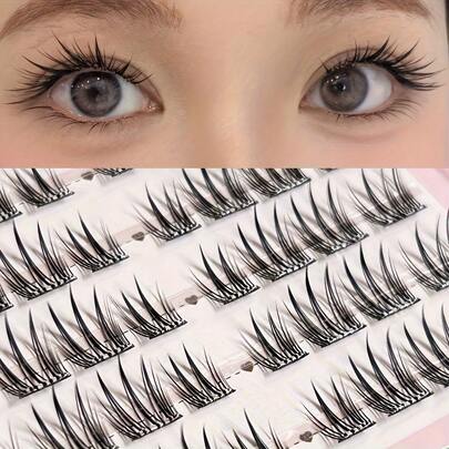96pcs/48pcs Butterfly Orchid Self-Adhesive False Eyelashes, Single Cluster Eyelashes, Thick & Natural Look, Suitable For Beginners, Party, Cosplay, Length 10-13mm, MIXIAOHE Lash Clusters,Eye Lash Clusters,Individual Eyelashes,Lashes,Fake Lashes