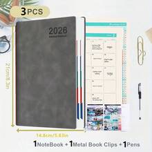 3件装2026每日计划本和日历笔记本 - 320页，时间管理和365个清单，8种鲜艳色彩（粉色、红色、绿色、蓝色、紫色、浅蓝色、深蓝色、青色），青少年和青年的完美礼物！任务整理器 | 现代计划本 | 耐用笔记本，日历规划学校用品，返校