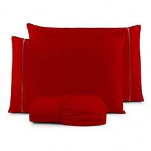 400 Thread Count Bedding Set With Elastic Band, Hotel Standard, All Sizes - Rojo - Ver 2