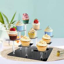1 Pc Acrylic Multi-Layer Cupcake Display Stand, Dessert Tray Rack Holds Up To 9 Cupcakes, Suitable For Perfume, Figurines, Desktop Display - Multicolor - View 6