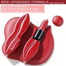CmaaDu 1pcs Matte Lipstick, Lip Shape Design Lip Gloss, Long-Lasting, Easy To Apply, Waterproof, Sweat-Proof, Non-Stick, Suitable For Both Daily And Holiday Makeup, Perfect Gift