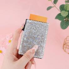 1PC Stylish Glass Glitter Business Card Protector, ID Card Holder, And Badge Clip For Lightweight Portability. Perfect For White Collar Workers, Anniversary Celebrations, And Birthday Gifts. Also Serves As A Wallet, Business Card Holder, Credit Card Holder, And Teacher's Lanyard With ID Holder. Suitable For Both Women And Men.