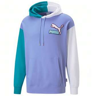 Puma Men's Contrasting Color Graphic Print Sports Casual Comfortable Long-Sleeved Hooded Sweatshirt With Pockets