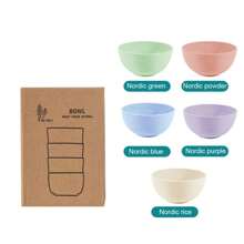 6 Inch Solid Color Plastic Bowl Salad Bowl Wheat Fiber Bowl Children Household Large Bowl Supplies