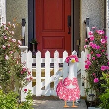 Porch Goose Summer Dress Porch Goose Costume And Red Polka Dot Lawn Goose Statue Goose Costume Garden Goose - 粉色 - 查看 4