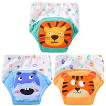 4 Stück dünne positionierte Tierdruck Baby Jungen/Mädchen Trainingshosen, weich & bequeme wiederverwendbare Stoffwindeln, unverzichtbares Geschenk für Babys
