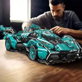 MOC Sports Car Building Blocks Set, Motorcycle Bricks, Plastic Construction Toy, Suitable For Blue Racing Car Toy Model, Home Decor For Living Room And Bedroom, Ideal Gift For Birthday, Halloween, Christmas - Fashionable Design, Inspiring Creativity And Hands-On Play