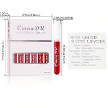 CmaaDu 6pcs Waterproof Liquid Lipstick Set - Nude, Dark Brown & Matte Red Shades | 24-Hour Long-Lasting Lip Gloss | Music Festival Ready | Suitable For All Skin Types - 彩色 - 查看 5