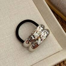 3 Stück elegante silber-graue Metall Haargummis, glitzernde metallische Haargummis, einfarbige Haargummis, perfektes Geschenk zum Valentinstag, Haargummi, Haarband, Haaraccessoires, Haargummis für den Zopf, Haargummis, Haarreife