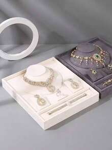 1pc Single Jewelry Display Tray, Designed For Displaying Ultra-Thin Rings, Bracelets, Necklaces And Earrings, Equipped With A Set Of White Hanging Display Stands, Suitable For Jewelry And Gold Display And Storage - Multicolor - View 2