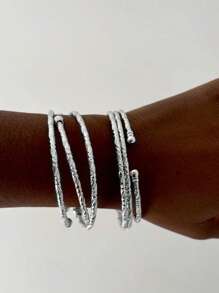 6 pièces Bracelets Épais Boho Rétro Pour Femmes Europe Amérique Afrique Bracelets Argent Or, Bracelets Empilables Boho, Bracelets Argent Or Faits Main Pour Femmes Cadeaux De Bijoux Épais Pour Fêtes Quotidiennes