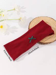 1 件蝴蝶休闲涤纶饰品，夏季时尚发饰经典发带休闲头带 - 酒紅色 - 查看 4