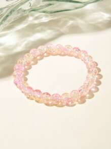 imoli 7pcs/Set Minimalist Gradient Glass Bead Bracelet Set For Women, Dopamine Color Jewelry, Perfect Daily Wear & Gift
