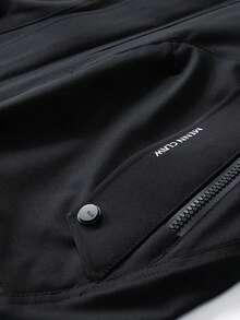 Men's Hooded Jacket With Multiple Pockets, Fashion Loose Fit Casual Windbreaker, Spring & Autumn - Black - View 6
