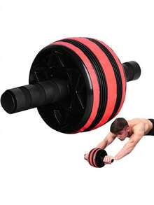 一個自動反彈腹肌輪 -男女通用仰臥起坐輪，帶加墊手柄和紋理握把 - 家用健身房核心力量訓練設備，紅色/黑色/黃色輪，針對腹部、手臂、腿部鍛煉，肌肉塑形工具 | 人體工學手柄 | 舒適握把 - 多色隨機色 - 查看 3