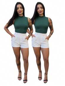 Kit 2 Women's High Neck Blouse - Green/Green - View 1