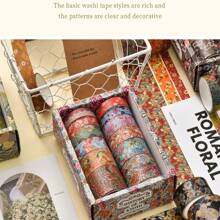 1 Box/12Rolls Handmade Decorative Tape Series - Kyoto Style, Mixed Styles Suitable For Scrapbooking, Gift Wrapping, DIY Crafts