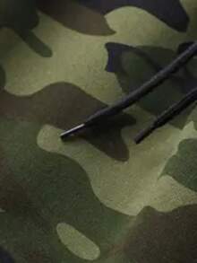 Men's Autumn/Winter Casual Hooded Camouflage Sweatshirt, Long Sleeve Top - Army Green - View 5