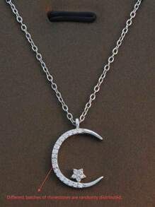 1 pieza Collar gargantilla elegante con adorno de estrella y luna de strass para mujer, diseño minimalista y único, regalo perfecto para fiesta