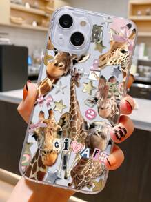 1pc Creative Giraffe Graphic Pattern Transparent TPU Shockproof Anti-Fingerprint Phone Case For IPhone 16 ProMax/16/16 Pro/16 Plus/15 ProMax/15 Pro/15 Plus/15/11/12/13/14 ProMax/XS/XR/11 Pro/11 ProMax/12 Pro/12 ProMax/13 Pro/13 ProMax/7 Plus/14 Pro/14 ProMax/14 Plus/7 Plus/8 Plus/8/SE2/12 Mini/13 Mini, Soft Silicone Material, Resistant To Yellowing
