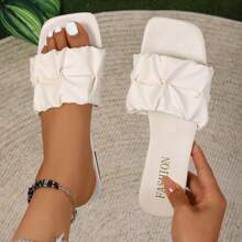 1 par de sandalias bohemias de PU con volantes/bordes con volantes para playa y vacaciones, para uso en exteriores en verano