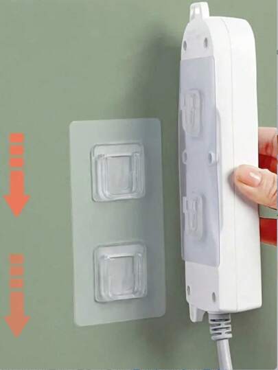 1pc/2pcs/4pcs/5pcs/6pcs/10pcs Double Row Power Strip Holder, Strong Adhesive No Drill Plug Socket Organizer, Multi-Function Household Cord Clip