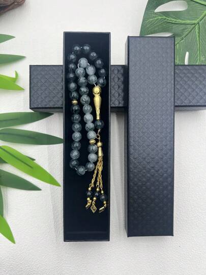 Nya 33 pärlor stora blommande pärlor 3-trådiga glasbönepärlor Tasbih armband, muslimska bönepärlor