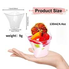 25/50个装可重复使用透明甜点杯，130毫升/4.4盎司PS塑料慕斯碗，可堆叠设计，加厚光滑杯口，可用洗碗机清洗，适用于冰淇淋、布丁、派对餐饮、野餐 - 易于收纳 - 透明 - 查看 4