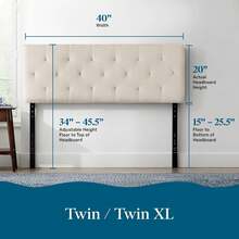 - Cabecera Tapizada de Altura Ajustable - Diseño de Diamante - Montaje Fácil - Piezas de Montaje en Respaldo - Beige - Individual - Gris Claro - Ver 8