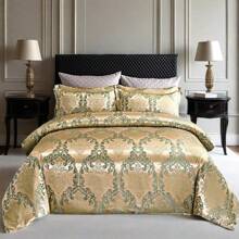 3pcs Jacquard Quilt Cover Set(1 Duvet Cover And 2 Pillowcases, Without Core), Soft And Silky Quilt Cover Set|Duvet Cover Set,Noble Print Pattern Style,Suitable For Four Seasons Bedroom And Guest Room Beding Set