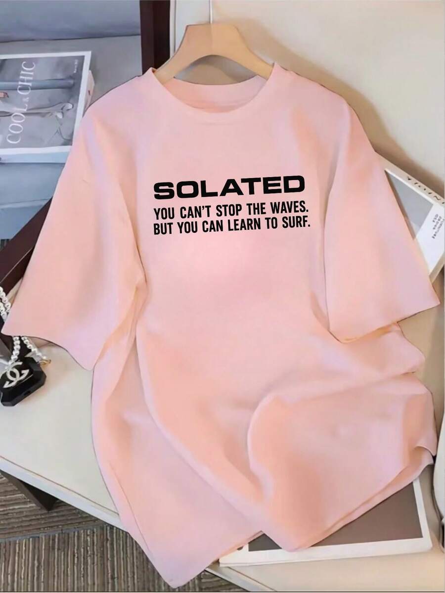 200g Pure Cotton T-Shirt 2025 Summer Ladies New Short Sleeve Pure Cotton Holiday Pattern Short Sleeve Round Neck Couple Wear Small Shirt Tops - 粉色 - 查看 1