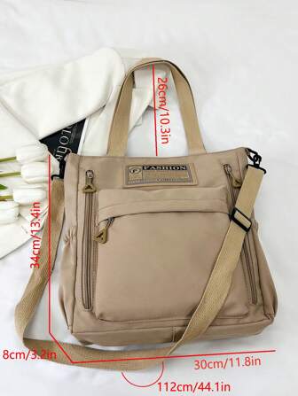 Modern, avslappnad, snygg, bokstavstryck, stor kapacitet, axelväska, lämplig för universitet/högskola, klassrum/pendling/arbete/kontor/festivaler/semester/helgdag/fest/resor, för kvinnor,