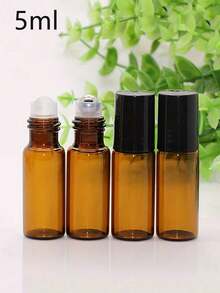 5pcs Essential Oil Roller Bottles, Brown Tinted Glass Roller Bottles With Stainless Steel Roller Balls And Caps, Perfume Sample Vials, Refillable Fragrance Containers, Empty Roller Ball Glass Bottles With Rollers, Deodorant Containers, Convenient For Travel, Essential For Perfume And Lip Gloss Travel - Brown - View 9