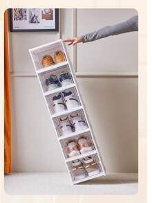 1 Stück zusammenklappbarer durchsichtiger Kunststoff Schuhaufbewahrungskasten, stapelbarer Schuhschrank Organizer für Zuhause, staubdicht