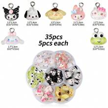 Sanrio Sanrio 35PCS/50PCS Hello Kitty3D Mini Cartoon Żywiczne Charmsy Do Tworzenia Biżuterii - Zestaw Hurtowy Do Biżuterii DIY, Bransoletek, Breloczków, Akcesoriów Do Kolczyków