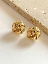 1 Pair Minimalist Elegant Braided Design Fashion Personalized Stud Earrings, Suitable For Women Office, Daily Wear & Festivals