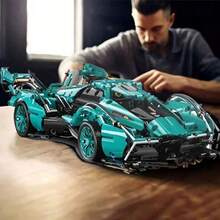 MOC跑车积木套装，摩托车积木，塑料拼装玩具，适用于蓝色赛车玩具模型，可作为客厅和卧室的家居装饰，是生日、万圣节、圣诞节的理想礼物——时尚设计，激发创造力，寓教于乐。