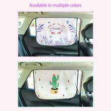 1pc Car Cartoon Cute Animal Plant Pattern Sunshade, Auto-Retractable Sun Shade Curtain, Heat Insulation Side Window Curtain