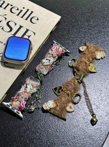 Sanrio 1 pieza de correa de reloj de mujer Sanrio con peluche de gato KT, compatible con un ancho de 38/40/41/42/44/45/46/49mm, compatible con Ultra/SE/Series 10/9/8/7/6/5/4/3/2/1