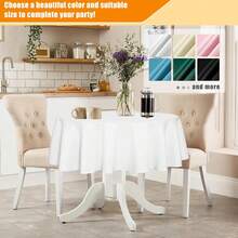 White Round Tablecloth 60 Inch, Stain And Wrinkle Resistant Washable Polyester Table Cloth, Decorative Table Cover For Dining Table, Buffet Parties And Camping - White - View 7