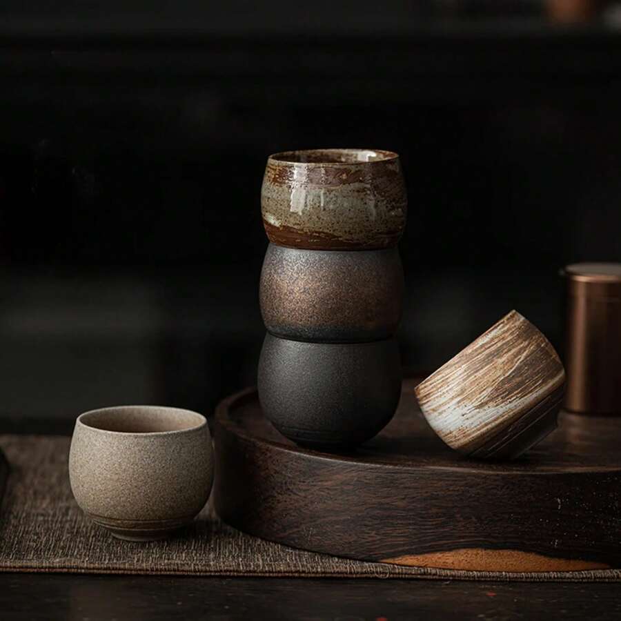 1pc Taza deé de Cerámica Hecha a Mano Estilo Japonés Juego deé Kung Fu Taza deé Pequeña Taza Individual Estilo Antiguo Taza de Camino Tranquiloón Taza deé - Estilo 01 - Ver 1