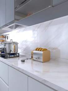 1pc Waterproof, White Marble PVC Wallpaper - Waterproof, Heat Resistant, Self-Adhesive Decorative Paper Suitable For Kitchen, Bathroom, Bedroom, Living Room