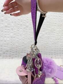 15pcs Keychain Accessories Set, Includes Decorated Bottle, Card Case, Pendant, Rhinestone Perfume Bottle, Heart-Shaped, Tassels, Solid Color Boho Style Car Accessories Bag Charm