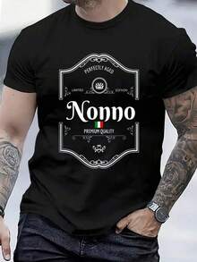 100% Cotton Perfectly Aged Quality Italian Nonno T-Shirt Women's Men's Graphic Tee, Causal Tops Fashion Tshirt - màu đen - Xem 1